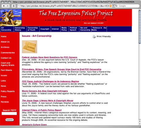 Screenshot of fepproject.org via picidae